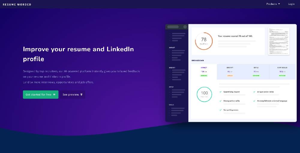 Resume Worded AI tool image